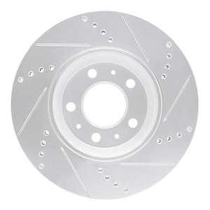 Pontiac Solstice Brake Rotor (1) - Front Left - R1 Concepts - Drilled & Slotted - Silver - `06-`10